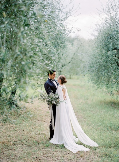 Olive-themed wedding - bride and groom
